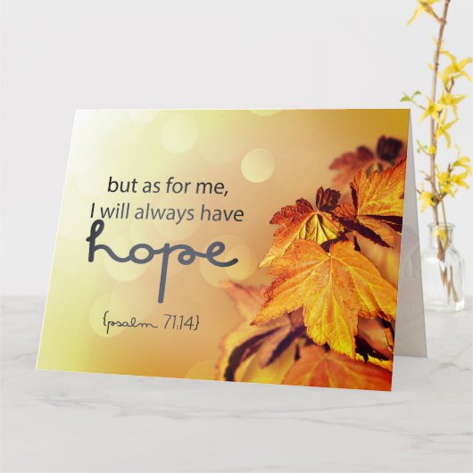 Psalm 71:14 Ich werde immer HOPE Maple Blätter Karte (Gelbe Blume)