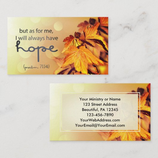 Psalm 71:14 Ich werde immer HOPE Maple Blätter Visitenkarte (Vorne/Hinten)