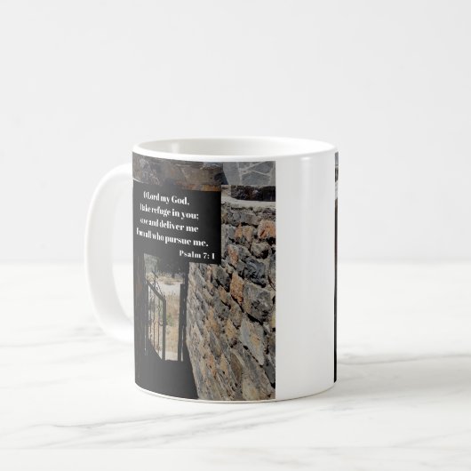 Psalm 7:1 Gott ist unser Zufluchtsbibel Verse Kaffeetasse (Vorderseite Links)