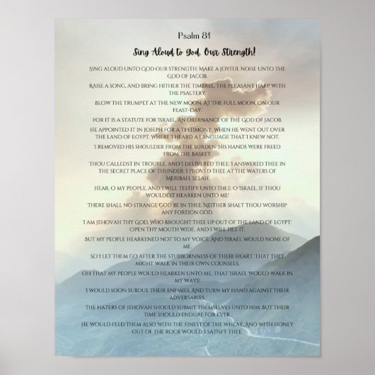 Psalm 81, laut zu Gott Unsere Stärke Poster (Vorne)