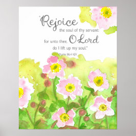 Psalm 86 Schrift Bibelvers Pinke Blumen Poster