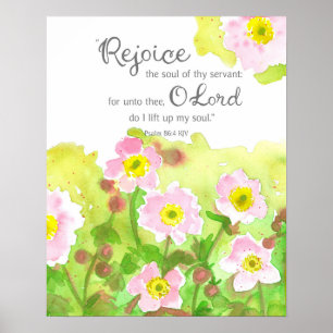 Psalm 86 Schrift Bibelvers Pinke Blumen Poster