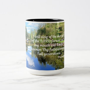 Psalm 89:1 Ich will von den Gnaden des Herrn singe Zweifarbige Tasse