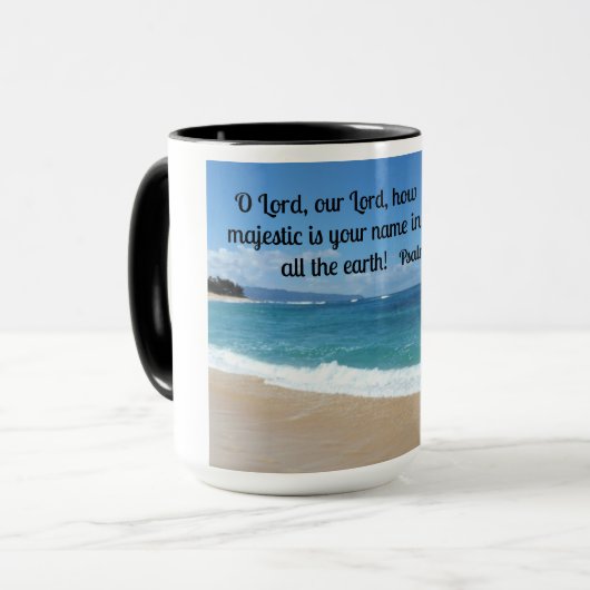 Psalm 8:1 O Herr, unser Herr, wie majestätisch ist Tasse (Vorderseite Links)