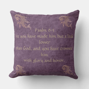 Psalm 8:5 Dekoratives Kissen Reversibel mit Krone.