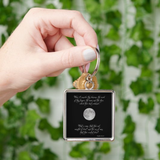 Psalm 8, Verse 3 und 4 und der Vollmond Schlüsselanhänger (Hand)