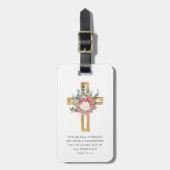 Psalm 91:11 Bibelverse Religious Peonies Cross Gepäckanhänger (Vorderseite vertikal)