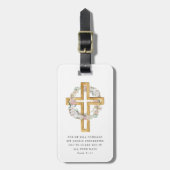 Psalm 91:11 Bibelverse Religious Wreath Cross Gepäckanhänger (Vorderseite vertikal)