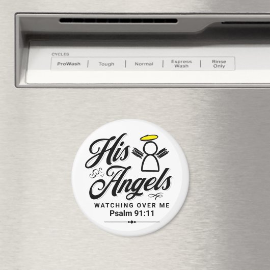 Psalm 91:11 Seine Engel schauen über mich - rund Magnet (In Situ (Geschirrspüler))