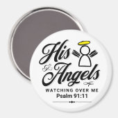 Psalm 91:11 Seine Engel schauen über mich - rund Magnet (Vorderseite/Rückseite)