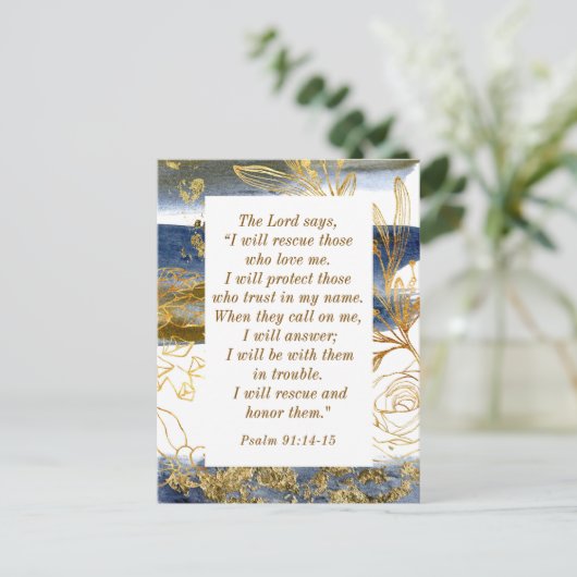 Psalm 91:14-15 Der Herr sagt, ich werde die Bibel Postkarte (Stehend Vorderseite)