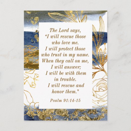 Psalm 91:14-15 Der Herr sagt, ich werde die Bibel  Postkarte (Vorderseite)