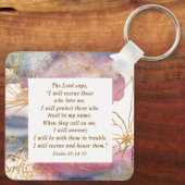 Psalm 91:14-15 Der Herr sagt, ich werde die Bibel  Schlüsselanhänger (Rückseite)