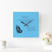 Psalm 91:1-2 Blau Quadratische Wanduhr (Zuhause)