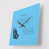 Psalm 91:1-2 Blau Quadratische Wanduhr (Winkel)