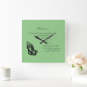 Psalm 91:1-2 Grün Quadratische Wanduhr (Zuhause)