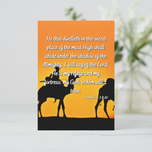 Psalm 91:1-2 KJV Bible Verse Flat Greeting Card Karte (Stehend Vorderseite)