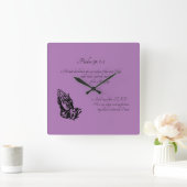 Psalm 91:1-2 Lila Quadratische Wanduhr (Zuhause)