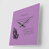 Psalm 91:1-2 Lila Quadratische Wanduhr (Winkel)
