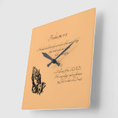 Psalm 91:1-2 Orange Quadratische Wanduhr (Winkel)