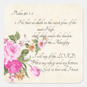 Psalm 91:1-2 quadratischer aufkleber (Vorderseite)