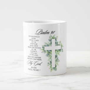 Psalm 91:1-2 Religiöses Kreuz Grünzeug Bibelvers Jumbo-Tasse