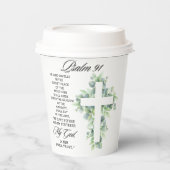 Psalm 91:1-2 Religious Cross Greenery Bible Verse Pappbecher (Vorderseite)