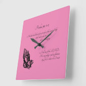 Psalm 91:1-2 Rosa Quadratische Wanduhr (Winkel)
