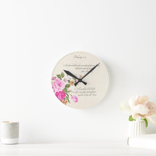 Psalm 91:1-2 runde wanduhr (Zuhause)