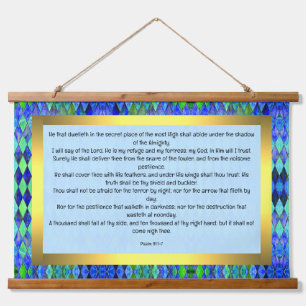 Psalm 91:1-7 wandteppich mit holzrahmen
