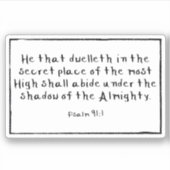 Psalm 91:1 Rectangle Custom-Cut Vinyl Stickers Aufkleber (Vorderseite)