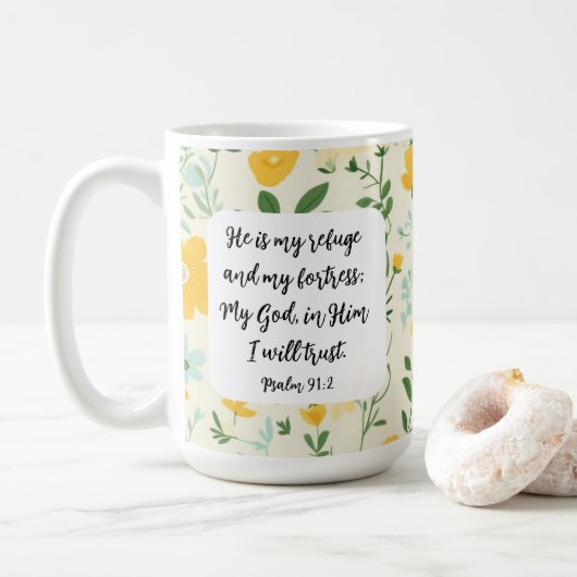 Psalm 91:2 Christian Coffee Mug Kaffeetasse (Mit Donut)