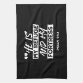 Psalm 91:2 - Meine Zuflucht und meine Festung Chri Geschirrtuch (Vertikal)