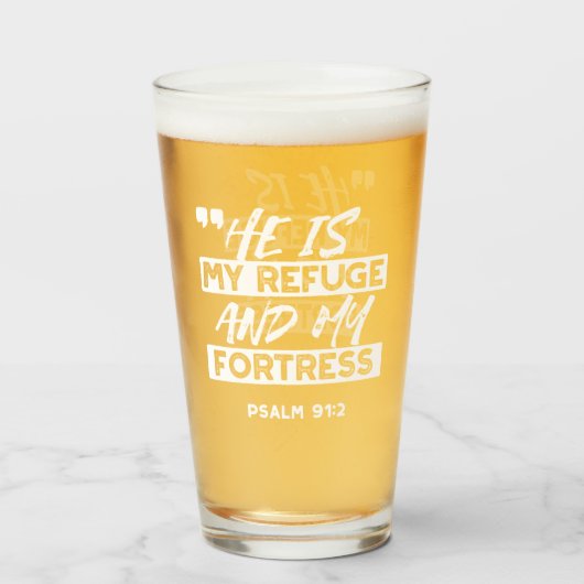 Psalm 91:2 - Meine Zuflucht und meine Festung Chri Glas (Vorne (Gefüllt))