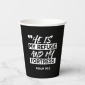 Psalm 91:2 - Meine Zuflucht und meine Festung Chri Pappbecher (Rückseite)