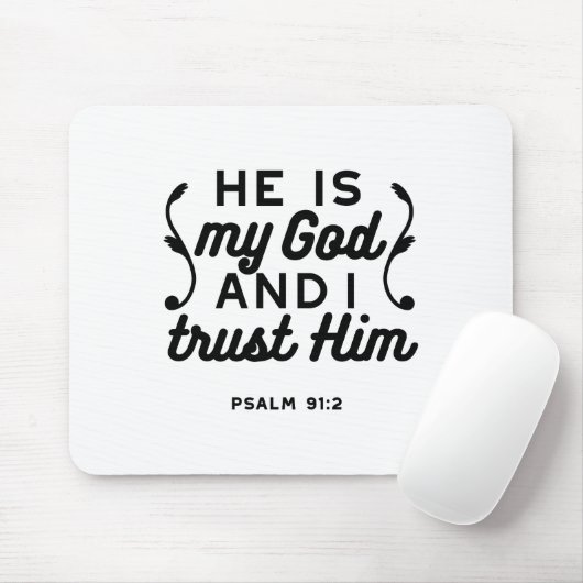 Psalm 91:2 – Trust in God Christian Bible Verse Mousepad (Mit Mouse)