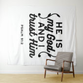 Psalm 91:2 – Trust in God Christian Bible Verse Wandteppich (Beispiel (Horizontal))