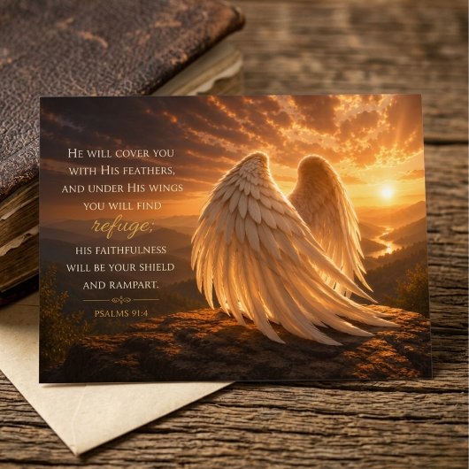 Psalm 91:4 Christliche Ermutigung Postkarte
