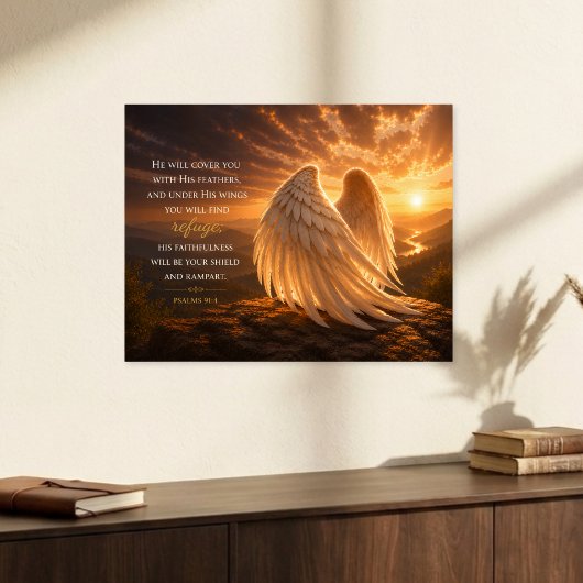 Psalm 91:4 Engelsschwingen Christlich Poster