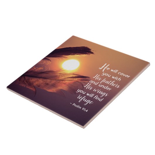 Psalm 91:4 Er wird dich mit Seinen Federn bedecken Fliese (Seite)
