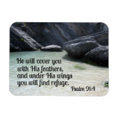 Psalm 91:4 Er wird dich mit seinen Federn bedecken Magnet (Horizontal)