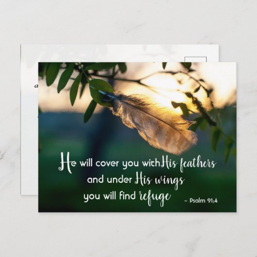 Psalm 91:4 Er wird dich mit Seinen Federn bedecken Postkarte (Vorne/Hinten)