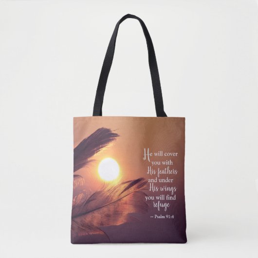 Psalm 91:4 Er wird dich mit Seinen Federn bedecken Tasche (Vorderseite)