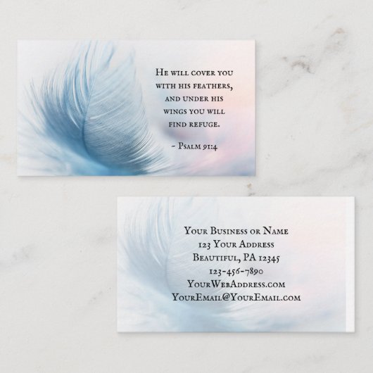 Psalm 91:4 Er wird dich mit Seinen Federn bedecken Visitenkarte (Vorne/Hinten)