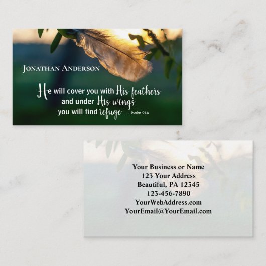 Psalm 91:4 Er wird dich mit Seinen Federn bedecken Visitenkarte (Vorne/Hinten)