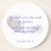 Psalm 91:4 Er wird dich mit seinen Federn decken Getränkeuntersetzer (Vorne)