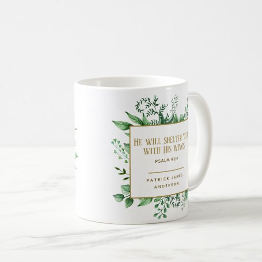 Psalm 91:4 Er wird euch Individuelle Name beschütz Kaffeetasse (VorderseiteRechts)