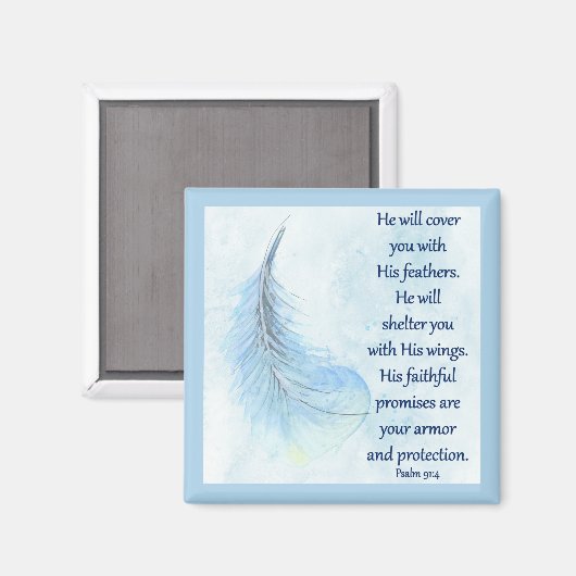 Psalm 91:4 Feather Magnet (Vorderseite/Rückseite)