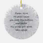Psalm 91:4 Flügel Gottes Schutz Inspiration Keramikornament (Hinten)