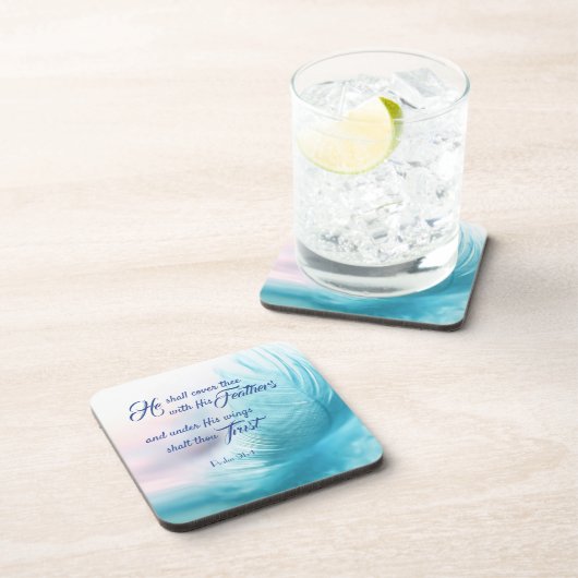 Psalm 91:4 King James Hard Plastic Untersetzer (Rechte Seite)